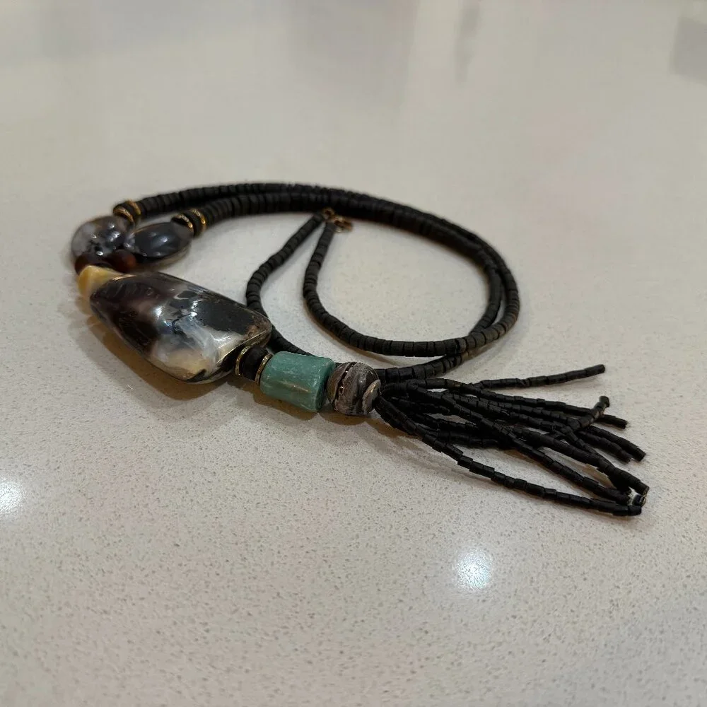 Vintage Tribal Beaded and Stone Necklace - Picture 10 of 13